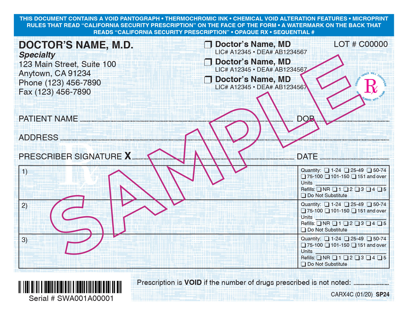 Engraved Name Tag - Compliant Secure Rx Forms & Rx Pads for US Prescribers